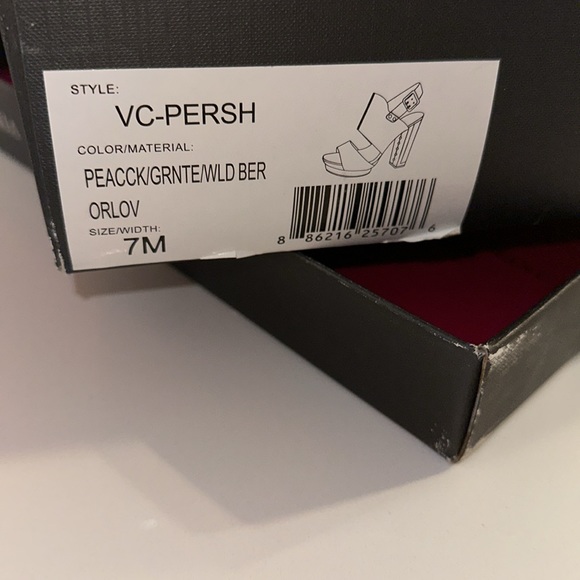 Vince Camuto *Persh* brown peacock berry leather platform 70s style sandals 7 37 - Picture 12 of 12